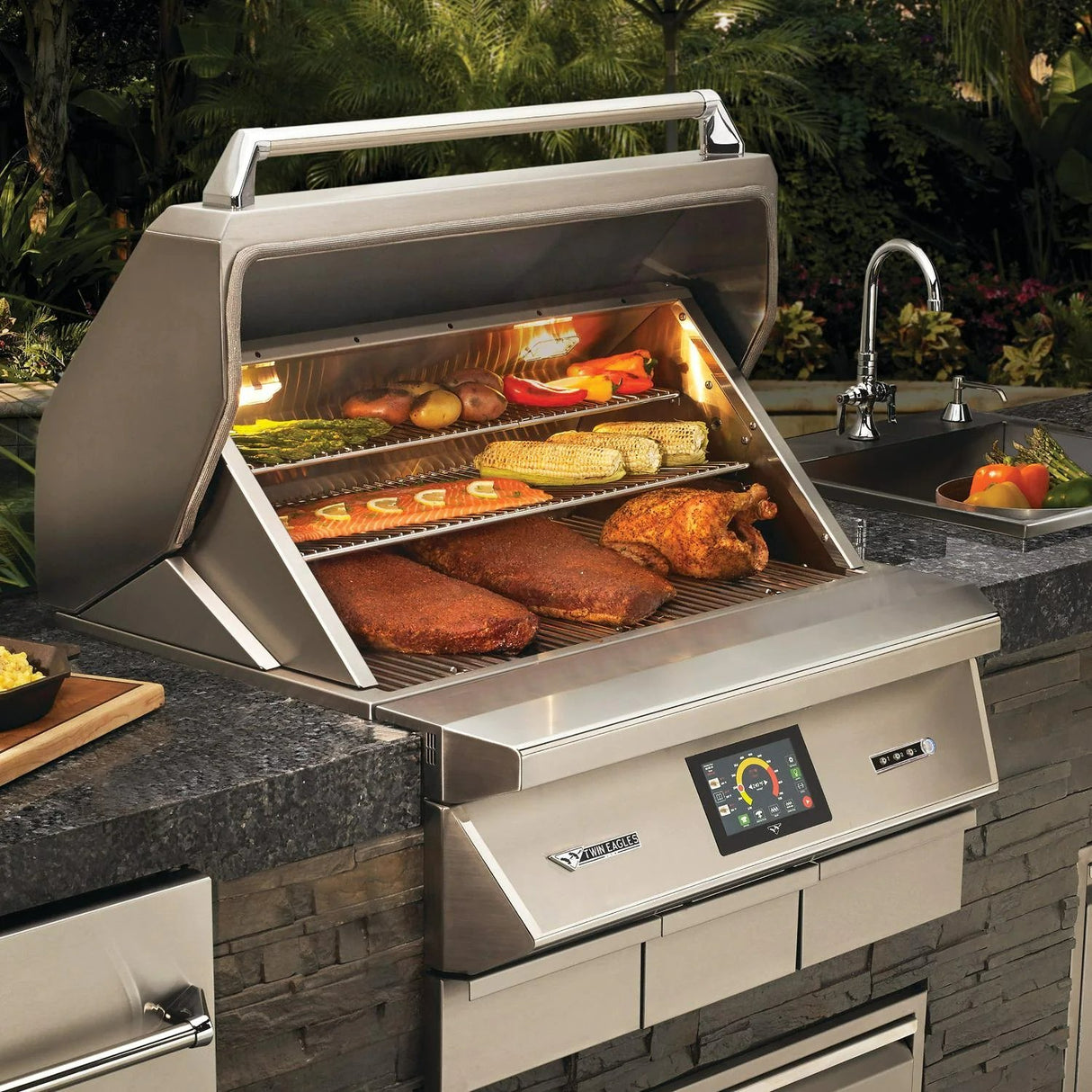 Twin Eagles 36-Inch Freestanding Stainless Steel Pellet Grill Smoker & Rotisserie