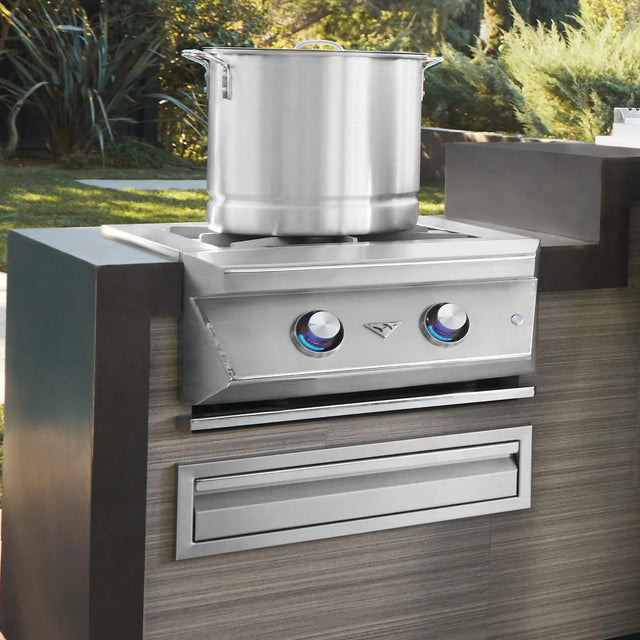 Twin Eagles Built-In 24" Gas Power Burner with Reversible Heavy Duty Grate & Stainless Steel Lid