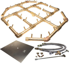 Load image into Gallery viewer, Warming Trends 42-Inch Gas Fire Pit Burner Kit W/ 29.5 X 27.5-Inch Octagonal CROSSFIRE Brass Burner - Match Light Ignition
