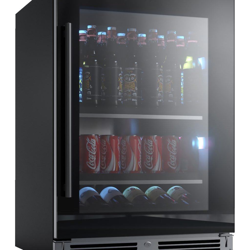 XO 24" Designer Black Glass Beverage Center Indoor Undercounter Refrigerator