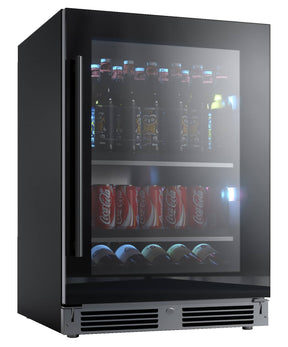 XO 24" Designer Black Glass Beverage Center Indoor Undercounter Refrigerator