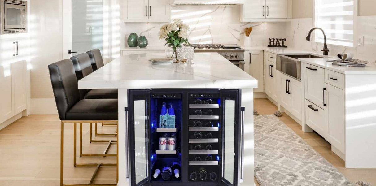 XO 24" Designer Black Glass Wine & Beverage Cooler Indoor Undercounter Refrigerator
