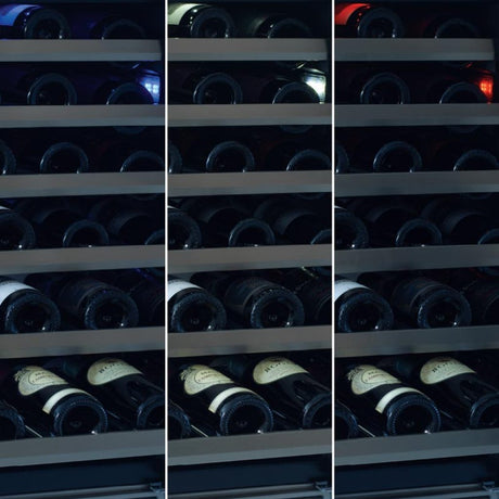 XO 24 Inch Designer Black Glass Indoor Dual Zone Wine Cooler Refrigeration
