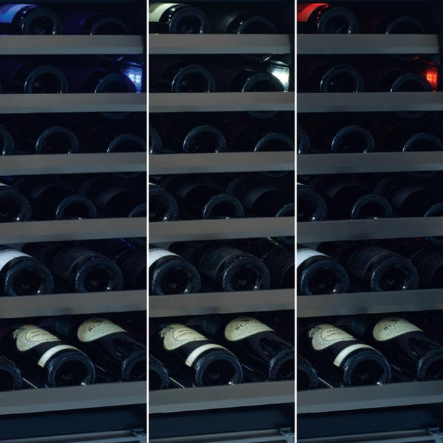 XO 24 Inch Designer Black Glass Indoor Dual Zone Wine Cooler Refrigeration