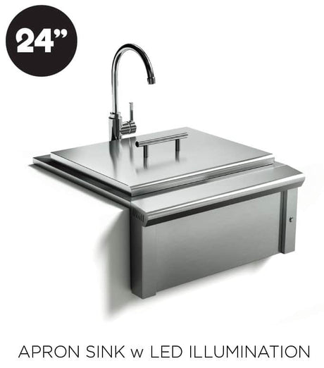 XO 24 Inch Pro-Grade Apron Sink with Hot/Cold Faucet, LED Illumination