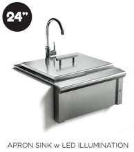 Load image into Gallery viewer, XO 24 Inch Pro-Grade Apron Sink with Hot/Cold Faucet, LED Illumination
