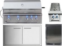 Load image into Gallery viewer, XO 42&quot; Built-In Gas Grill Four Piece Package with Side Burner, Double Doors, and Refrigerator
