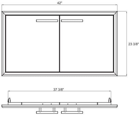 XO 42" Built-In Gas Grill Four Piece Package with Side Burner, Double Doors, and Refrigerator