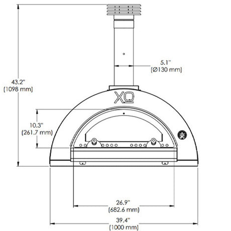 XO Outdoor 40 Inch Wood-Fired Pizza Oven Countertop