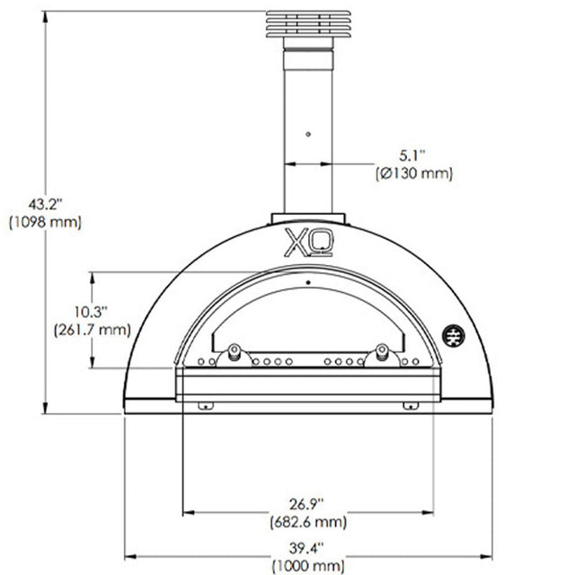 XO Outdoor 40 Inch Wood-Fired Pizza Oven Countertop