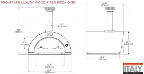 XO Outdoor 40 Inch Wood-Fired Pizza Oven Countertop