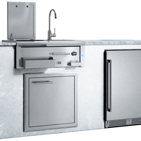XO Outdoor Bar Island with Cocktail Station Access Door & Refrigerator