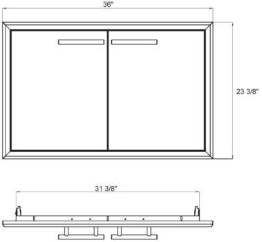 XO Pro Luxury 36 Inch Built-In Gas Grill Three Piece Package with Access Door & Refrigerator